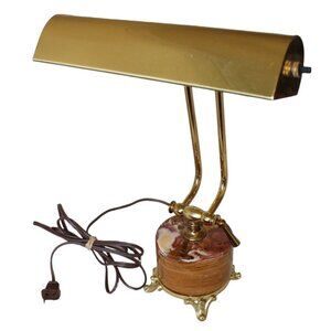 VTG House of Troy 20th Century Brass and marble Table piano Banker Desk Lamp